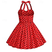 levne Šaty-Retro 50. léta Rockabilly Šaty Houpací šaty Puntíky Dívčí Karneval Plesová maškaráda Denní nošení loučení se svobodou nevěsty Dětské Šaty