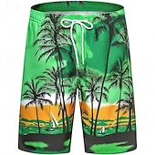baratos calção de banho boxer masculino-Homens Calção Justo de Natação Shorts de Natação Tecido elástico de 4 vias Bermuda de Surf Calças Com Cordão Com bolsos Natação Surfe Praia Esportes Aquáticos Tropical Estampado Verão Primavera
