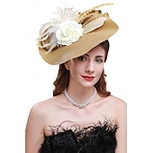 billige Coiffer-teselskap hatter fascinators for kvinner kentucky derby hodeplagg påfugl fjær bryllup hodeplagg brude hodeplagg