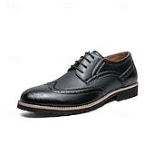 levne Formální-pánské hnědé brogue boty s robustní podrážkou, klasický šněrovací design, ležérní styl pro outdoorové i každodenní nošení