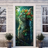 ieftine Bannere pentru garaj și ușă-Decoruri de ușă cu teme forestiere huse pentru uși tapiserie perdea de ușă banner interior/exterior pentru ușa de la fermă