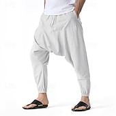 abordables Retro-Hombre Persona que practica jogging Pantalones de algodón Pantalones Pantalones de playa Pantalones Harem Bolsillo Correa Cintura elástica Plano Comodidad Transpirable Vacaciones Diario Festivos