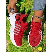 billiga Damsneakers-stickade sneakers för kvinnor med leopardtryck – löparskor i mesh som andas, lätta atletiska sneakers för promenader och fritidskläder