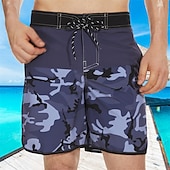 baratos shorts de natação masculinos-Homens Roupa de banho Bermuda de Surf Shorts de Natação Calção Justo de Natação Riscas Estampas Abstratas Secagem Rápida Respirável Com Cordão Cintura elástica Férias Praia Havaiana Casual Azul Lago