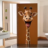 tanie Okładki drzwi-Zabawne Zwierzęta Dekoracje Drzwi Pokrycia Drzwi Giraffe Gobelin Zasłona Drzwi Dekoracja Tło Wewnątrz/Zewnątrz Baner Drzwi dla Domku Wiejskiego