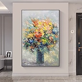 abordables Peintures fleurs/botaniques-Mintura fait à la main abstrait texture fleurs peintures à l&#039;huile sur toile art mural décoration moderne image pour la décoration intérieure roulé sans cadre peinture non étirée