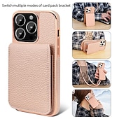 economico Cover per iPhone-telefono Custodia Per iPhone 16 15 14 Pro Max Plus 13 Pro Max Copertura Posteriore con Supporto Magnetico con Cordino Retrò Placcatura Pelle PU