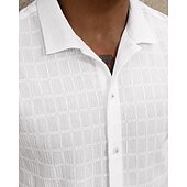 economico camicia da uomo con bottoni-Per uomo Camicia Camicia Estiva Camicia casual Camicia da Spiaggia Camicia con Bottoni Bianco Manica Corta Semplice Colletto a Camicia Vacanza Camicia hawaiana Abbigliamento Poliestere Moda Casual