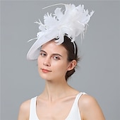 baratos Capacete de Casamento-Peça para Cabeça Sinamay Casamento Festa de Noite Elegante Casamento Com Penas Capacete Chapéu