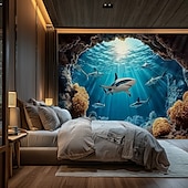 cheap Ocean Beach Tapestry-Landscape Ocean Undersea Hanging Tapestry Wall Art Large Tapestry Mural Decor Photograph Backdrop Blanket Curtain Home Bedroom Living Room Decoration