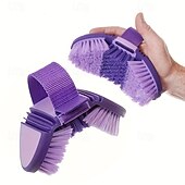 abordables Apoyo y Cuidado Animal-Cepillo versátil de cerdas suaves para caballos: herramienta de aseo flexible y multiángulo para caballos y vacas, ideal para bañar y limpiar.
