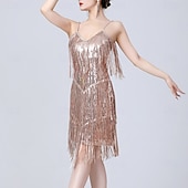 cheap Practice Dresses-Latin Dance Dress Tassel Pure Color Splicing Women's Performance Training Sleeveless High Polyester