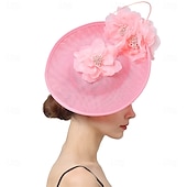 billige Coiffer-Hodeplagg Stoff Fedora-hatt Bryllup Fødselsdag Temafest Hesteveddeløp Elegant Vintage Søt Med Fjær Blomsterhodeplagg