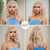 お買い得  トレンドの合成ウィッグ-人工毛ウィッグ ウェーブ カーリーウィーブ アシメントリー・ヘアカット ニートバング 機械製 かつら 14 インチ A1 合成 女性用 クラシック 快適 カラーグラデーション ライトブラウン
