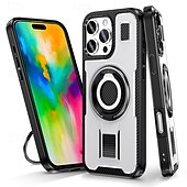 Недорогие Чехлы для iPhone-телефон Кейс для Назначение iPhone 16 Про Макс Плюс Айфон 15 Про Макс Плюс iPhone 14 13 12 Pro Max Plus Кейс на заднюю панель Кольца-держатели Защита от удара Ретро ТПУ ПК
