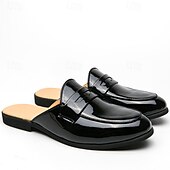 billiga Tillfällig-klassiska vita mule loafers i konstläder för män - snygga slip-on skor för affärscasual och formella evenemang