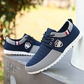 abordables Baskets-Baskets décontractées bicolores en nylon pour hommes avec design à lacets et emblème - des chaussures élégantes pour un usage quotidien