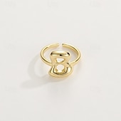 economico I regali-anello con lettera personalizzata, regalo per la mamma, anello con alfabeto regolabile placcato oro 18k, finitura liscia, anello iniziale a fascia aperta, gioielli eleganti per le donne