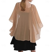 abordables enveloppes d&#039;invité de mariage-Écharpe Femme Élégant Sans manches Chiffon Boléros de Mariage Avec Couleur unie Pour Soirée Printemps &amp; Été
