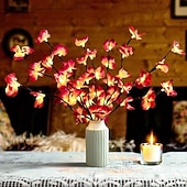 abordables 123496-1 veilleuse LED décorative en forme d&#039;orchidée papillon violette avec 20 perles lumineuses émettant des branches pour décoration d&#039;intérieur, festival, mariage, maison, boîte à piles AA