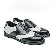baratos Formal-Sapatos Oxford Brogue Masculinos Bicolor com Ponta Asa em Branco e Marrom, Sapatos Sociais Vintage em Couro Inspirados em Gatsby para Festas, Casamentos e Eventos Formais de Jazz na Década de 1920