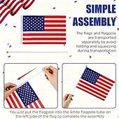 お買い得  ガーデンフラッグ、バナー-1個 USアメリカン Stick Flags 小型ミニUSA手持ちフラッグ 7月4日装飾、退役軍人パーティー、メモリアルデー