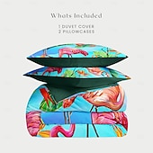 baratos 100% algodão-Conjunto de Capa de Edredom Floral 100% Algodão Suave e Respirável com Flores Tropicais Capa de Edredom Leve e Durável Confortável para Todas as Estações Fácil de Cuidar