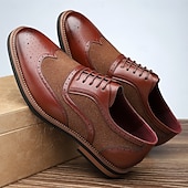 abordables Officiel-Homme Brogue Brogue Cuir PU Respirant Confortable Antidérapant À lacets Noir Jaune Rouge Automne Hiver