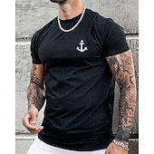 preiswerte Lässige T-Shirts für Herren-Herren T-Shirt Kurzarmshirt Kurzarm Rundhalsausschnitt Frühling &amp; Herbst Buchstabendruck Mode Designer Druck Urlaub Straße Ausgehen Dunkelgrau Weiß Schwarz Top T-Shirt für Herren