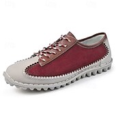 economico Sneakers da uomo-scarpe casual da uomo con lacci fatte a mano color bordeaux e grigio – scarpe da passeggio in pelle vintage