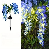 tanie Światła ścieżki i latarnie-2 szt. lamp solarnych LED na zewnątrz, lampa ogrodowa, kwiat wisteria, oświetlenie patio, wodoodporne oświetlenie LED na ścieżkę, trawnik, ogród, dziedziniec, chodnik, dekoracja świąteczna