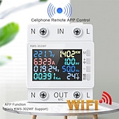 abordables Testeurs et détecteurs-Tuya WiFi 8 en 1 Compteur d&#039;énergie Écran couleur 2P Multifonction AC Compteur d&#039;énergie Téléphone portable Contrôle à distance par application 170-270 V/63 A
