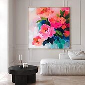 abordables Peintures fleurs/botaniques-peinture de fleurs sauvages peinte à la main texture 3D peinture de fleurs en fleurs toile extra large taille flore peinture à l&#039;huile art mural peinture botanique art mural décor art rose paysage