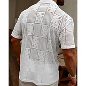 economico camicia da uomo con bottoni-Per uomo Camicia Camicia Estiva Camicia casual Camicia da Spiaggia Camicia con Bottoni Bianco Manica Corta Semplice Colletto a Camicia Vacanza Camicia hawaiana Abbigliamento Poliestere Moda Casual