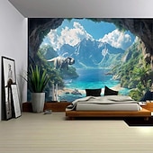 Недорогие пейзаж гобелен-Грот с видом на море Тапонижения Wall Art Большая гобеленовая роспись Декор фотографии Фон плед занавеска Декор для дома спальни гостиной