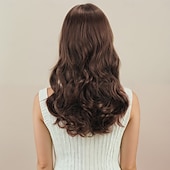 levne Syntetické trendy paruky-Syntetické paruky Vlnitá Curly Weave Vrstvený střih Hluboké rozdělení na stroji Paruka 22&quot; A1 Umělé vlasy Dámské Měkký povrch Klasické Pohodlné Hnědá