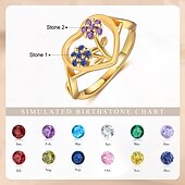 economico I regali-Anello di Fiori Personalizzato – Miglior Regalo per la Mamma – Gioielli con Pietra Natalee e Nome Regalo Unico per la Festa della Mamma San Valentino Gioielli per Anniversario per Mamma Compagno Amico