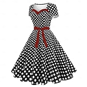 cheap Dresses-Retro Vintage 1950s Dress Swing Dress Polka dots Women&#039;s Carnival Masquerade Daily Wear Bachelorette Party Adults&#039; Dress Homecoming Dresses