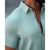 economico camicia da uomo con bottoni-Per uomo Camicia Camicia Estiva Camicia casual Camicia da Spiaggia Camicia con Bottoni Nero Bianco Verde chiaro Blu Kaki Manica Corta Semplice Bavero Vacanza Camicia hawaiana Abbigliamento Misto