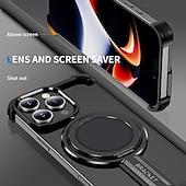 Недорогие Чехлы для iPhone-телефон Кейс для Назначение iPhone 16 Про Макс Плюс Айфон 15 Про Макс Плюс iPhone 14 13 12 Pro Max Plus Кейс на заднюю панель со стендом Магнитный Поддержка беспроводной зарядки Ретро Металл