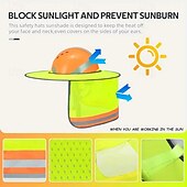 cheap Sun Protection-2-piece Reflective Sun Hat and Necksuit Set High-visibility Full-edge Mesh Fabric Polyester Neck Protector With Headband Mask Hand-washed Outdoor Gear