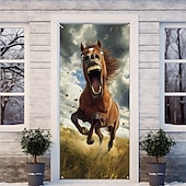 billige Dørdeksler-Morsomme dyre dekorasjoner dørdeksler hest dørtapet dørgardin dekorasjon bakgrunn innendørs/utendørs dørbanner inngangsdøren landsbygård