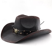 Χαμηλού Κόστους Καπέλο Fedora-Ανδρικά Καπέλο ηλίου Καπέλο καουμπόι Καπέλο Fedora Trilby Μαύρο Ρουμπίνι Πολυεστέρας Πεπαλαιωμένο Στυλ Μοντέρνα 18ος αιώνας Πολιτεία του Τέξας Καθημερινά Θεματικό κόμμα Συμπαγές / Απλό χρώμα