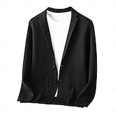 billige Herre Elite Yttertøy-herre ullblazer jakke genser frakk skole formell bryllup elegant varm vår høst ull nylon ensfarget jacquard flere lommer komfortabel enkeltspent blazer med to knapper svart mørkegrå militærgrønn