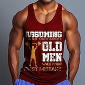 cheap Men&#039;s 3D Tank Tops-Men&#039;s Funny Slang Vest Top Sleeveless T shirt 3D Print Crew Neck Shirt Sports Fashion Daily Gym Hiking Red Blue Green Summer Spring Clothing Apparel S M L XL XXL XXXL