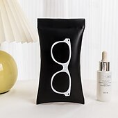 abordables almacenamiento de equipaje y viajes-Bolsa de almacenamiento para gafas de sol, bolsa de maquillaje de viaje con cierre automático, estuche portátil de PU para gafas, lápiz labial &amp;almacenamiento misceláneo