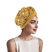abordables Fascinators-Coiffure Mélange Polyester / Coton Chapeau souple Turbans Mariage Église Avec Perlage Paillettes Casque Couvre-chef