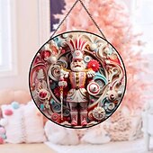 halpa seinäveistoksia-vaaleanpunainen pyöreä ikkunariippuva koriste, hauska kuningas, kuningatar, sotilasquilling-design, värikäs painettu akryylikoristemerkki parvekkeen, ikkunan ja puutarhan sisustukseen