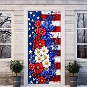 abordables Bannières de Garage et de Porte-Décorations de porte du 4 juillet pour le jour de l'indépendance housses de porte tapisserie de porte américaine rideau de porte décoration de fond banderole de porte en intérieur/extérieur pour la