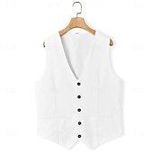 abordables Costumes d&amp;#39;affaires-Costumes de mariage en lin pour hommes blanc bleu ciel été unis ajustement ajusté 3 pièces à simple boutonnage deux boutons